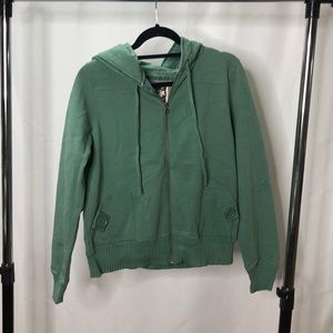 Cool green zip-up hoodie with ribbed cuff detailing